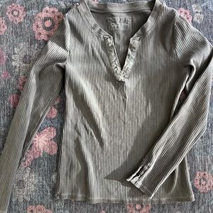 Anthropologie Pilcro Henley Ribbed Top
